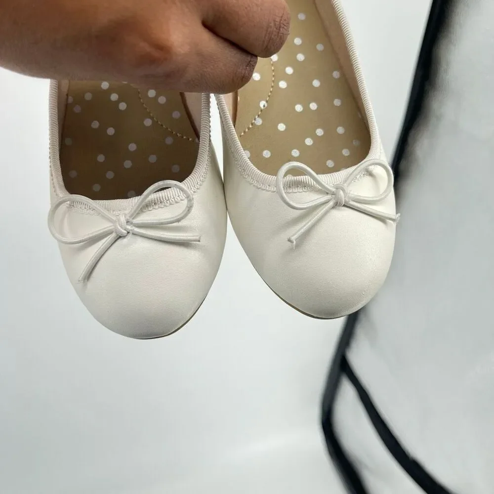 Cat & Jack Girls White Ballet Flats Memory Foam Dress Shoes Size 13